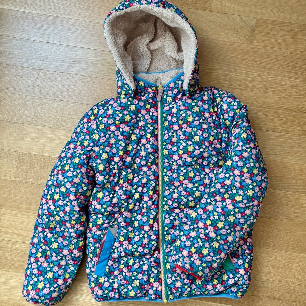 Mini Boden Colorful Floral Puffer Jacket
